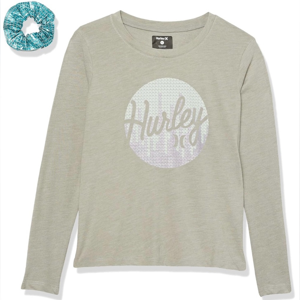 •NWT•Hurley Girls Long Sleeve Top + Hair Accessory Set